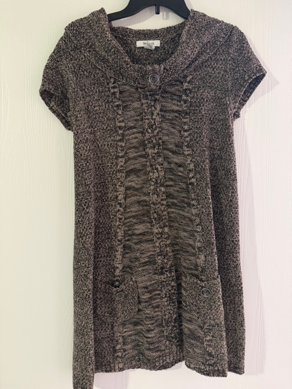Style & Co. Brown and Cream Marled Knit Sweater Dress